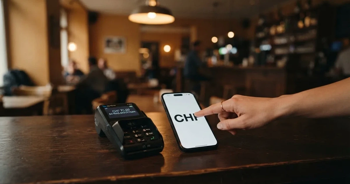 Kartenterminal und Smartphone mit einer ausstehenden Zahlungsbenachrichtigung — 40 franken bonus ohne einzahlung casino