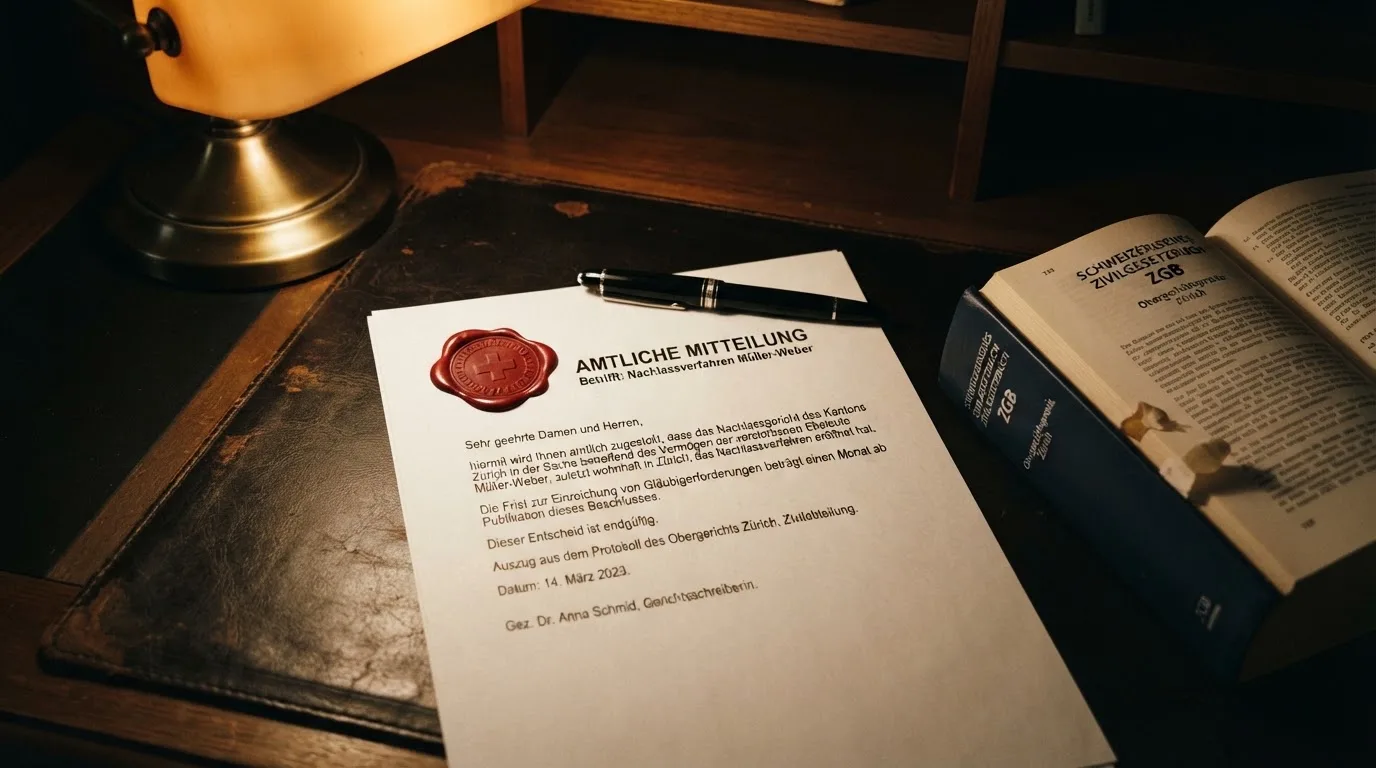 Amtliches Schreiben mit Stempel auf einem Schreibtisch neben einem Gesetzbuch — best crypto casino schweiz