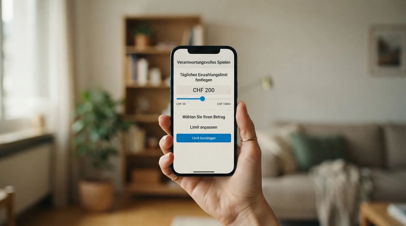 Hand hält ein Smartphone mit einem Formular zur Einzahlungsgrenze, ruhige Stimmung — beste online casinos echtgeld