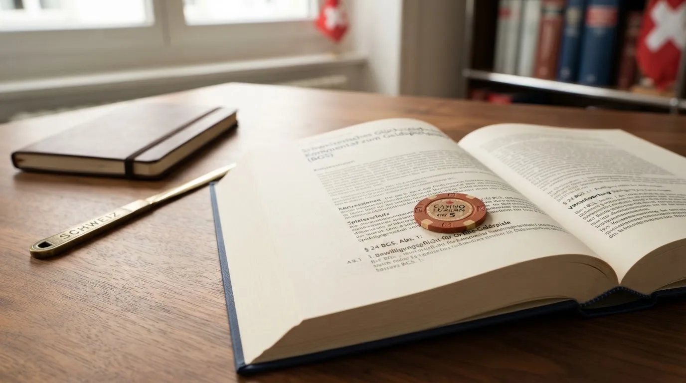 Amtliches Schreiben mit Stempel auf einem Schreibtisch neben einem Gesetzbuch — casino bonus ohne einzahlung