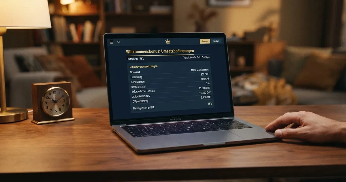 Bildschirm mit Bonusbedingungen, Einsatztabelle und einer Uhr im Hintergrund — online casino bonus ohne umsatzbedingungen