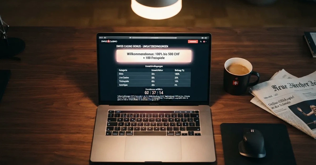 Bildschirm mit Bonusbedingungen, Einsatztabelle und einer Uhr im Hintergrund — online casino einzahlungsbonus